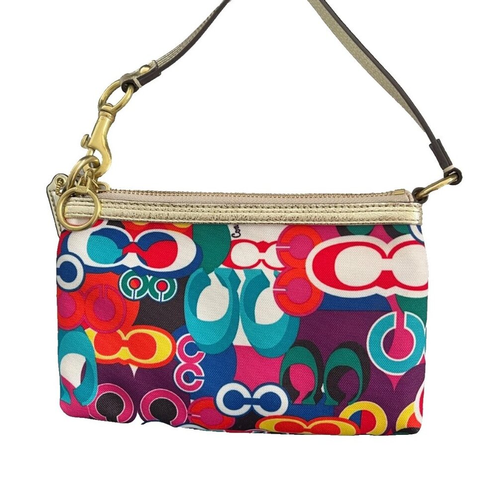Coach Poppy Graffiti Double Entry Wristlet w Hang Tag Excellent Condition - Picture 3 of 3
